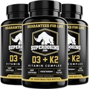 Bedste værdi, Max Strength 10.000 iu Vitamin D3 og 1500 mcg Vitamin K2 Kosttilskud 3 Flaske Pack. D3K2 Vitaminer og kosttilskud til sundhed. D3- K2 MK4 kapsler, Best K2D3 Vitamin til immunsystem