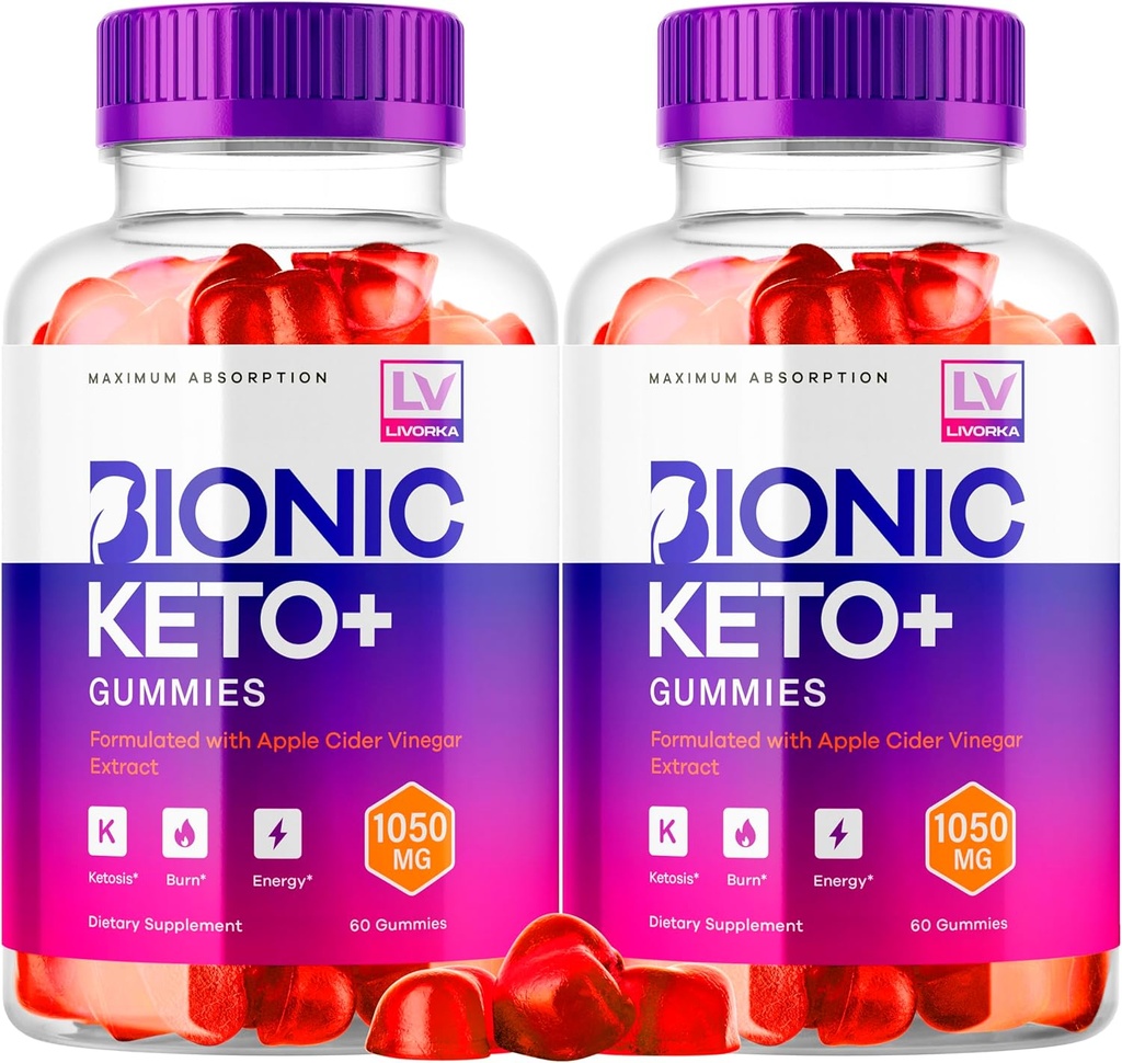 LIVORKA 2 Pack - Bionic Keto ACV Gummies, Vionic Keto Plus, Bionic Keto Plus Gummies, Keto Bionic Gummies, Bionic Keto ACV 1050MG, 60 Gummies Per flaske til 60 dage