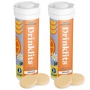 Drinklits Orange Daily Hydration Tablets (2) Tube Bundle Myint 124; Essential Electrolytes - 0g Sugar - Replenishing Hydration Drink - 124; 20 Servering - 10 tabletter Per Tube