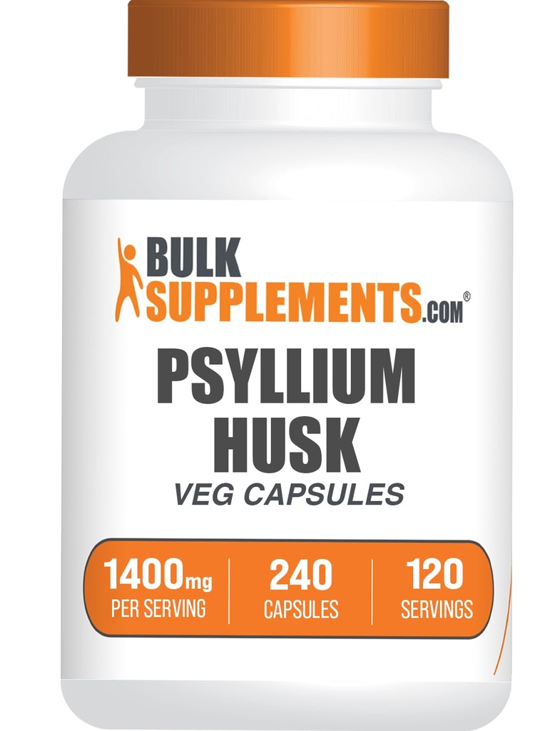 Bulkaddiments.com Psyllium Husk Kapsler - Psyllium Supplement, Psyllium Husk Fiber - Vegan & Gluten Free, 240 Veg Kapsler (pakning med 1)