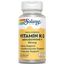 Solaray Triple Strength Vitamin K-2 as MK-7 150 mcg - Vitamin K2 MK7 Supplement for Bone Health Support, Pure Vit K2 as Menaquinone for Women and Men - 30 Vegan Capsules