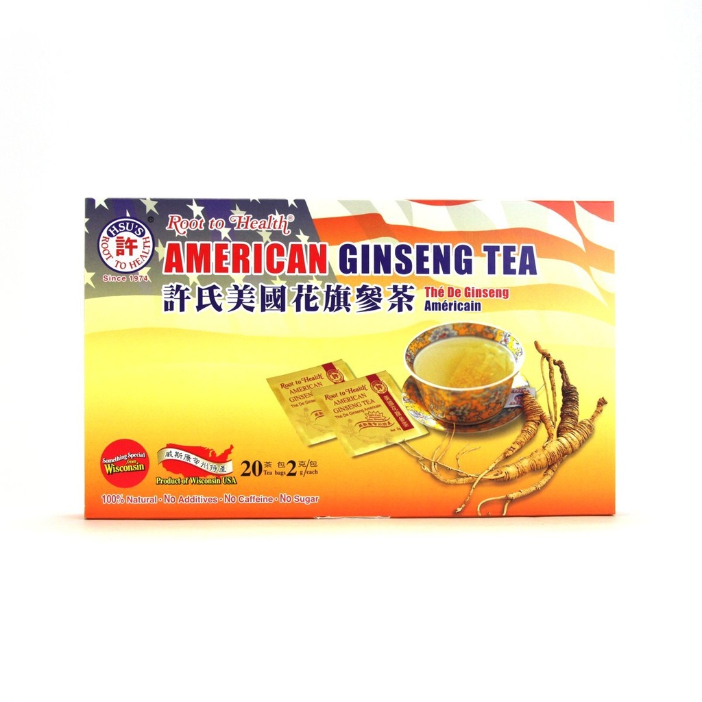 Hsus SKU 1034 Beeg 124; Amerikansk Ginseng Tea, 20ct Box Note 124; Dyrket Amerikansk Ginseng Tea Bag