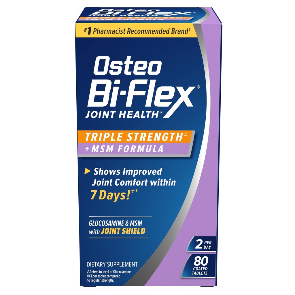 Osteo Bi- Flex Triple Strength (5) med MSM, Glucosamin Joint Health Supplement, overtrukne tabletter, 80 Greve