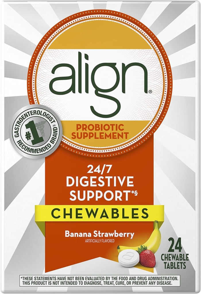 Justér probiotiske tyggebånd Banana Strawberry 24ct (Packaging May Vary)