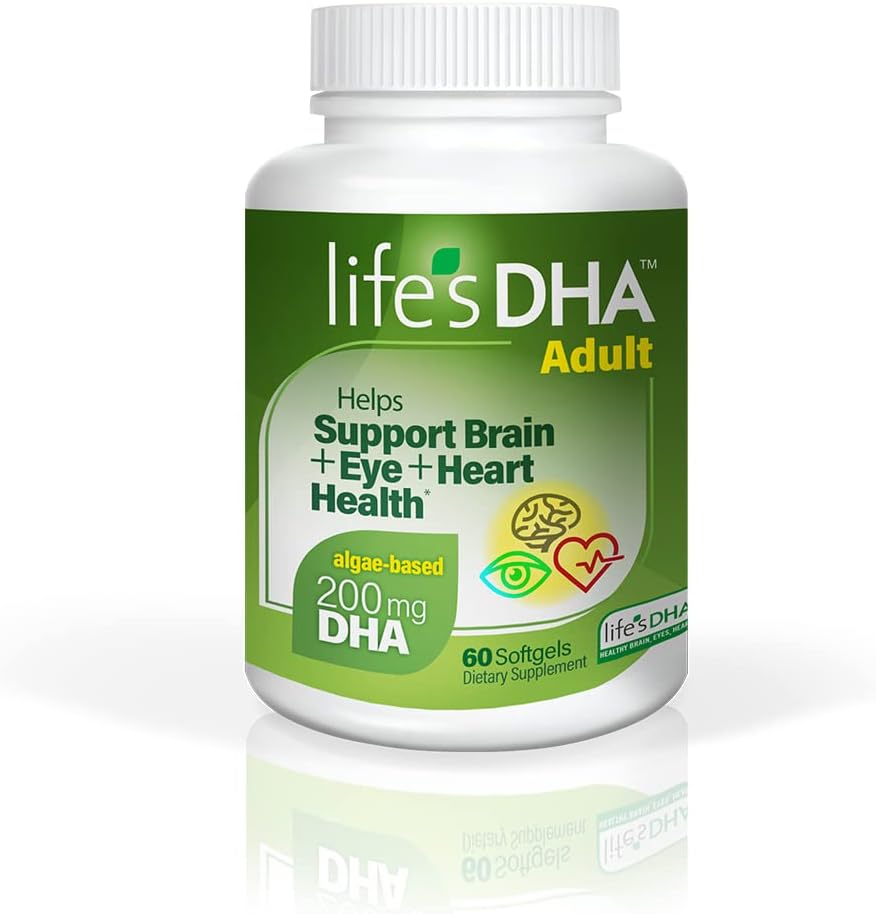 Livets DHA All- Vegetarisk DHA Kosttilskud understøtter en sund hjerne, øjne & hjerte, ikke-GMO fra bæredygtig plante Kilde 200 mg DHA Omega-3 60 Softgels
