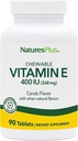 NaturesPlus E-vitamin, Natural Carob Flavor - 90 tyggetabletter, pakke af 2 - Free- Radical Defense & Samlet Well- Being - Vegetar, Gluten Free - 180 Total Servering