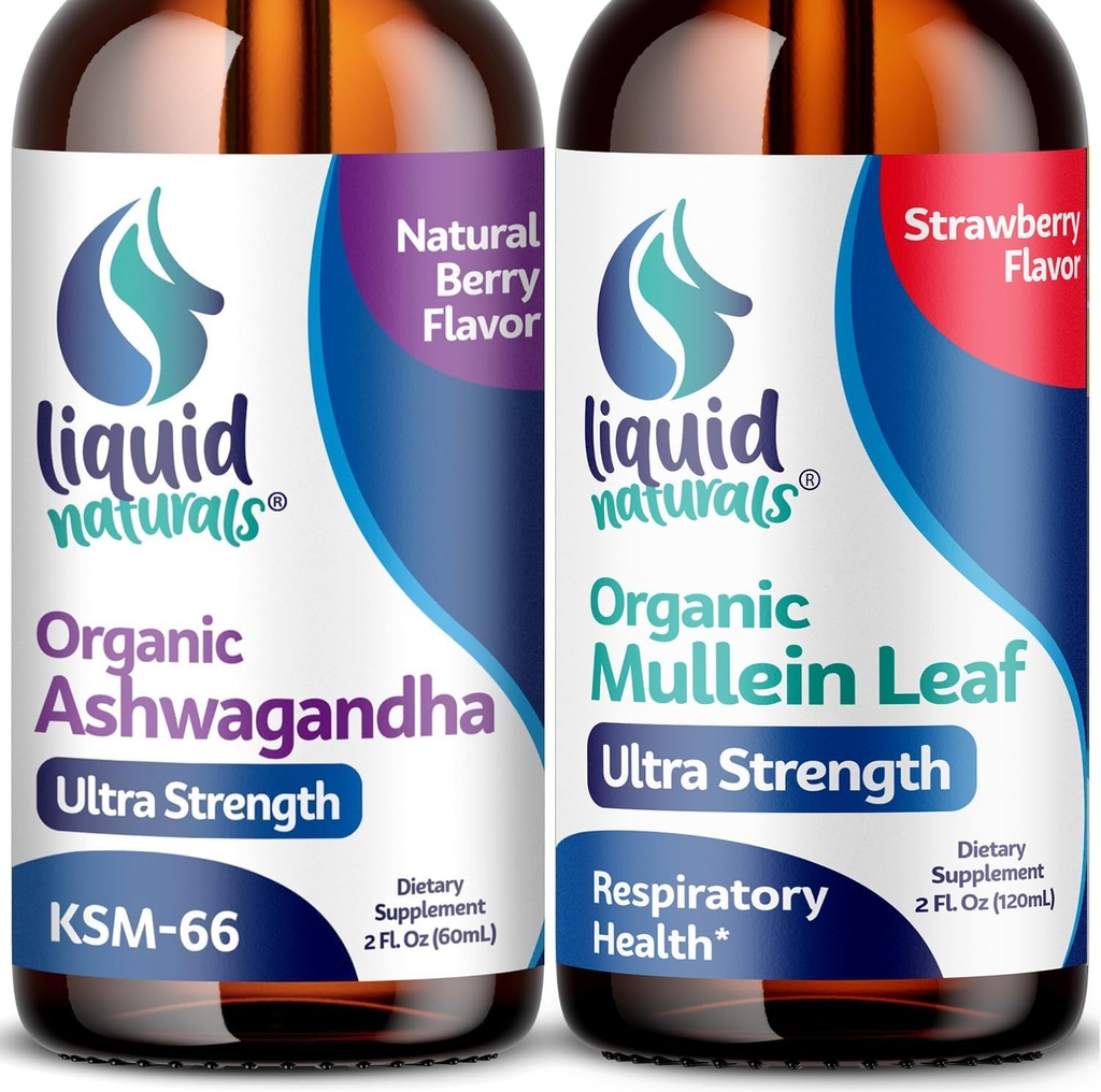 Wellness LABSRX Mullein Leaf Drops til Lungs, 2 Fl. Oz - Ashwagandha Drops 2000mg
