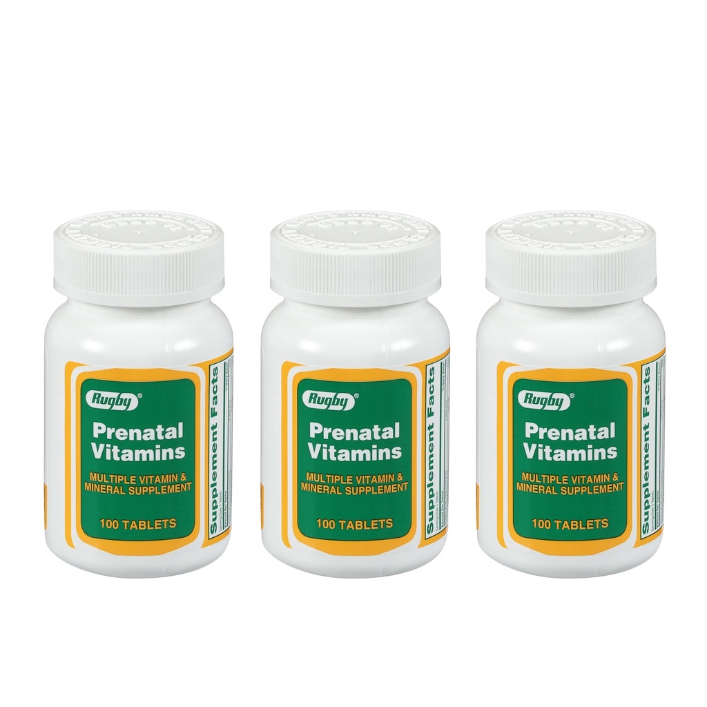 Rugby Prenatal Vitamin - Multiple Vitamin and Mineral Supplement - 100 tabletter (3 Pack)