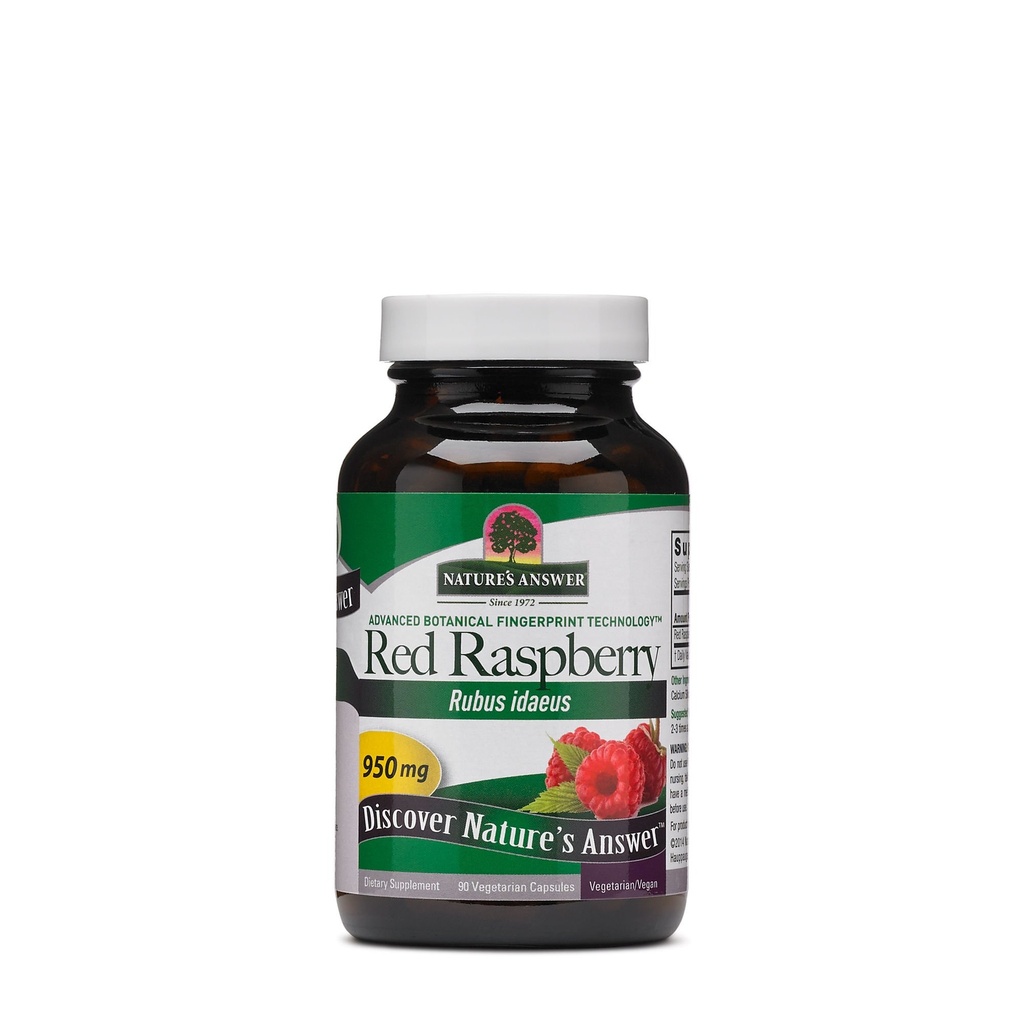 Naturens svar Red Raspberry Leaf • 124; Kosttilskud • 124; fremmer fordøjelsessygdomme • 124; Non- GMO, Vegan & Kosher Certificeret • 124; Vegetariske kapsler • 90ct