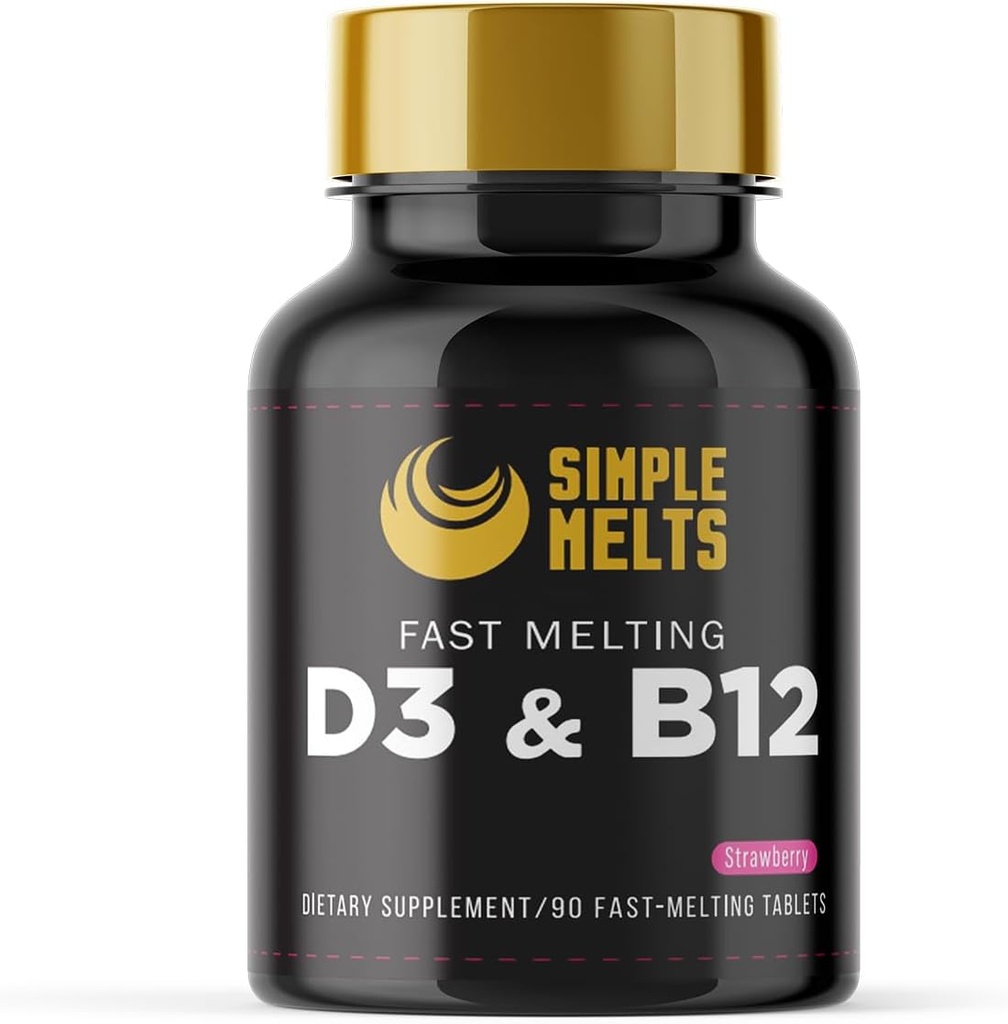 Opløselige Bariatric D3 B12; vitamin B12 2500mcg & D3 125mcg 5000IE B 12 og D 3 tabletter B124; Knogleben, immunforsvaret B124; Strawberry Flavor B124; Vegan B124; Sugar- Free, 90- Day Supply