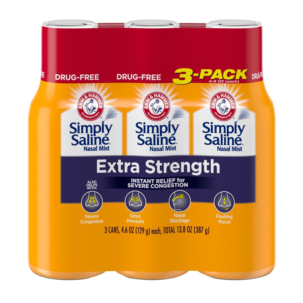 Simply Saline Extra Strength for Svær Congestion Relief Nasal Mist: 4.6oz 3- Pack