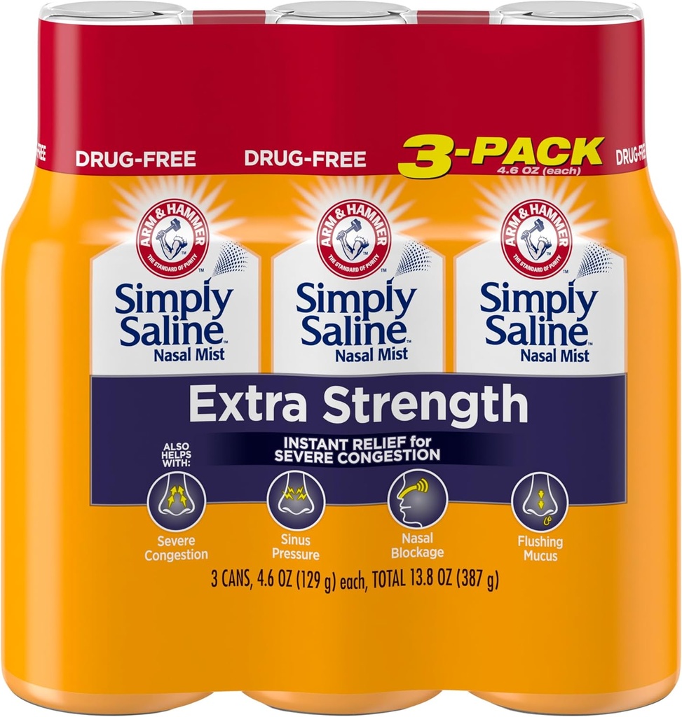 Simply Saline Extra Strength for Svær Congestion Relief Nasal Mist: 4.6oz 3- Pack