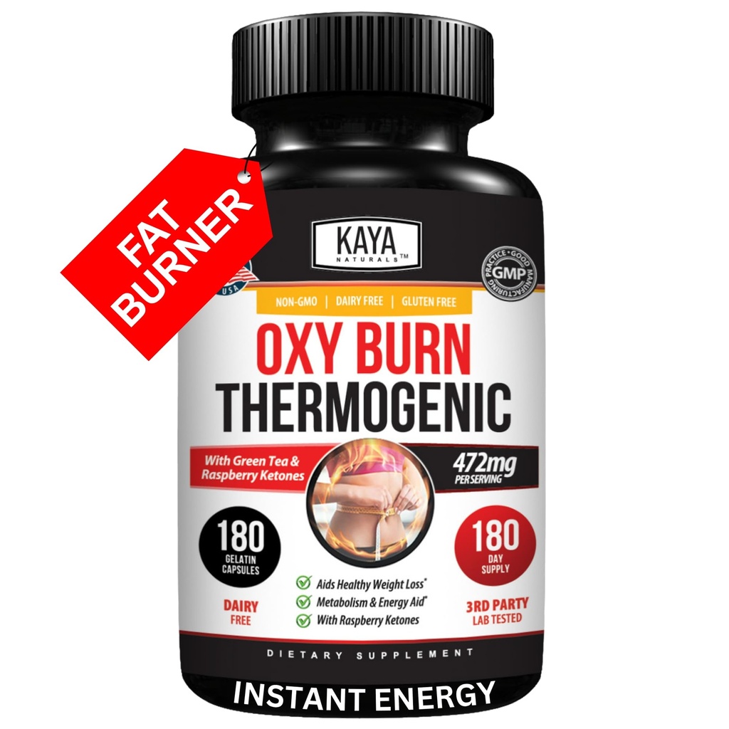 Kaya Naturals Oxy Burn - Thermogen Herbal Formel for aktivt liv - Non-GMO & Gluten- Free - 180 Greve