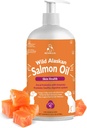 Wild Alaska Salmon Oil til hunde & katte, Omega-3 Fish Oil tillæg med EPA & DHA, Support Skin Health, Shiny Coat, Stærk fælles & Allergy Relief - Pumpeflaske 16oz