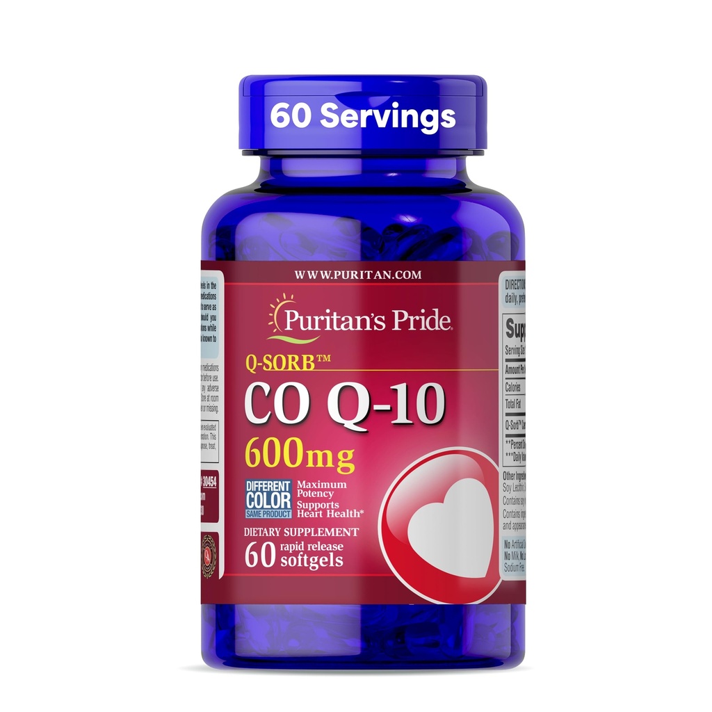 Puritan 's Pride Coenzym CoQ10 600mg, Kosttilskud til hjertesundhed, blodtryk, oral gummesundhed, og sund aldring support, 60 dages forsyning, hurtig frigivelse Softgels