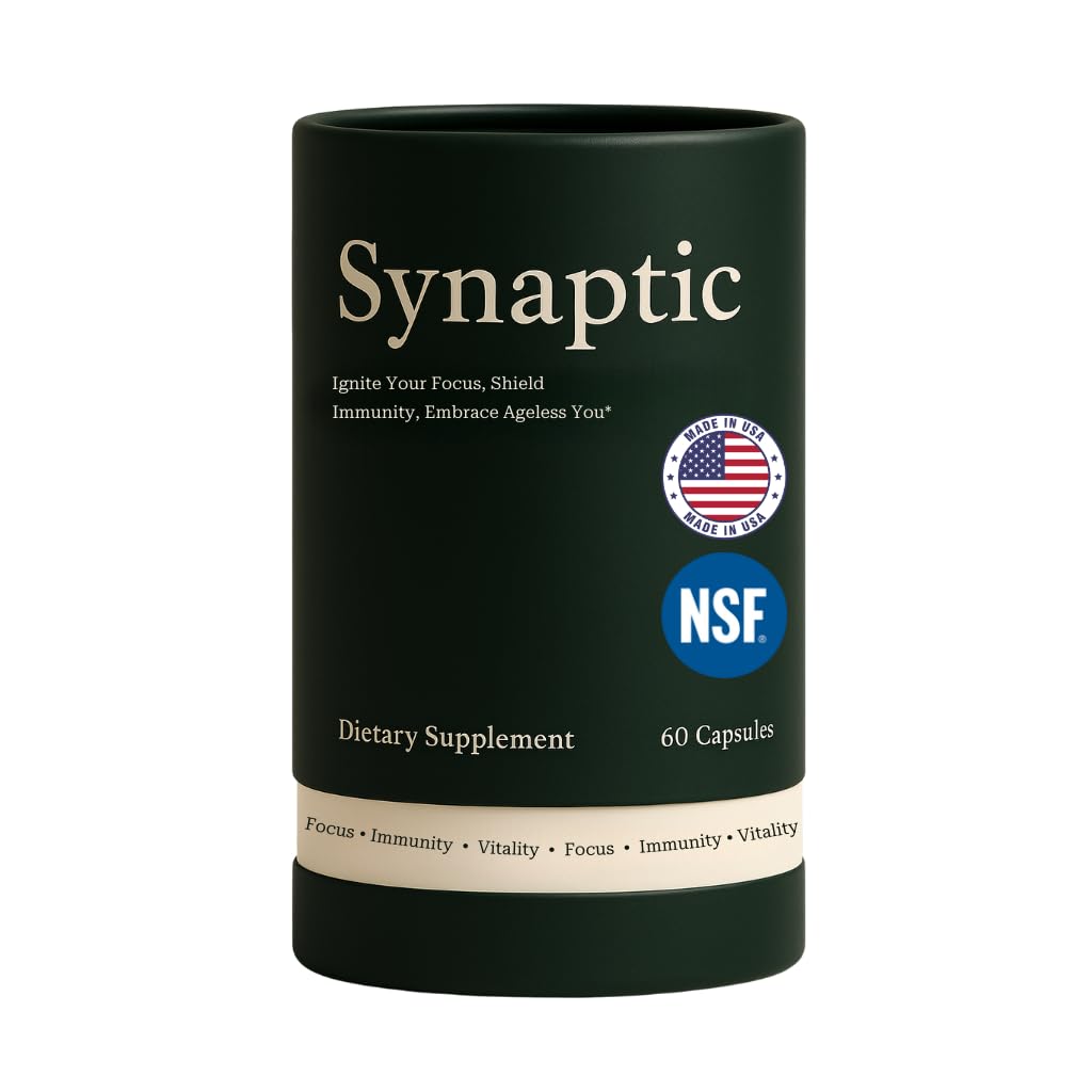 Synaptic Lions Mane Mushroom Supplement - immunforsvar, Brain Fog Relief, Anti Aging, Calm Focus & Cellular Longevity- Reishi, Shiitake, Maitake- All- Natural Nootrop - Non- GMO, Vegan, Gluten- Free