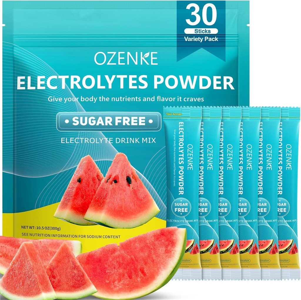Elektrolyter Powder Packets, 30 sticks Hydration Packets Sugar Free, Electrolyte Drink Mix Portable Electrolyte Packets for Rapid Hydration, 0 Sugar & 0 Calorie, Watermelon Flavor