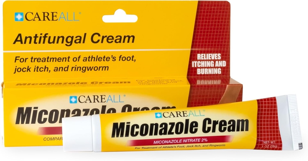 CareAll Miconazole Nitrate 2% Antifungal Cream 1.0 oz., Cures Most Atlete 's Foot, Jock Itch, Ringorm, Sammenlign med førende mærke