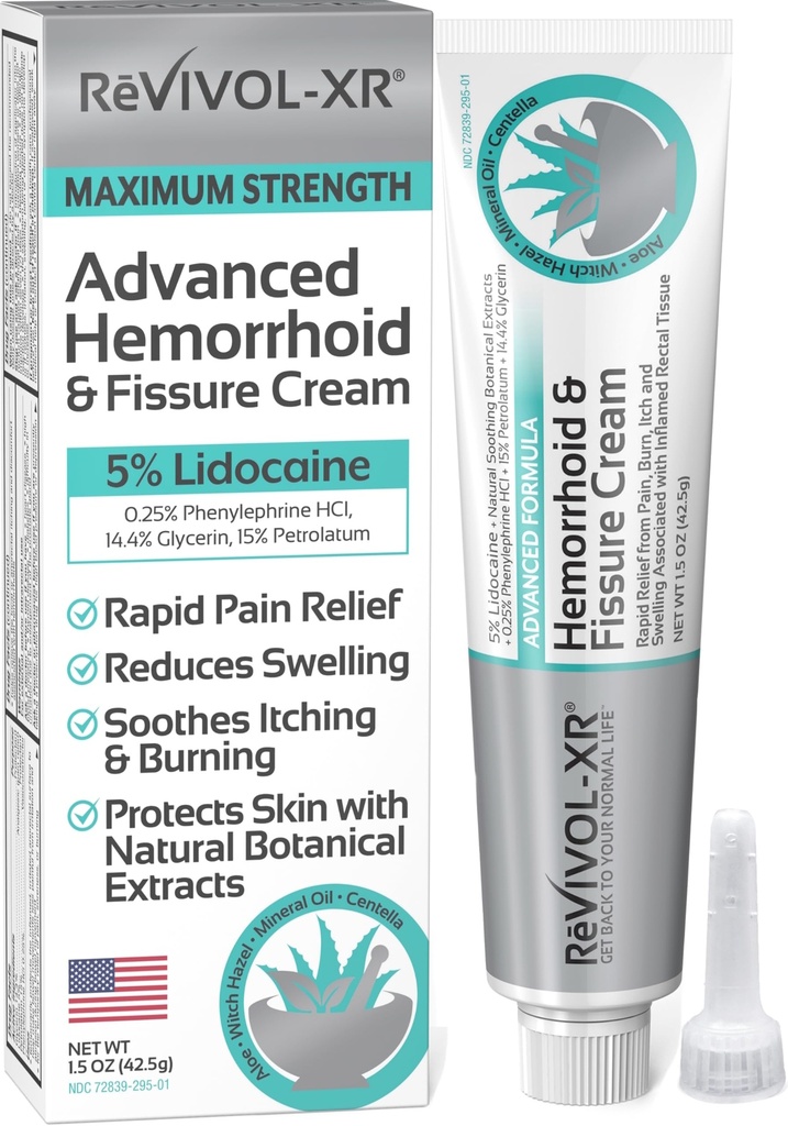 Avanceret hæmoridbehandling. 5% Lidocain + Shrinks + Protects Skin + Aloe + Witch Hazel + Botanicals, ekstern & intern brug. Mest komplette OTC-salve & Fissure Cream, Fast Relief, Made in USA.