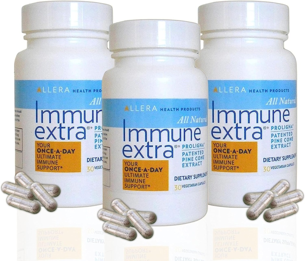 Allera Health Pine Cone Extract Kapsler - Vegan ProLigna Plant Based Diet Produkter - Immun Support - Økologisk Scotch Pine Cone Extract Høstet fra Wild Crafted Trees - 30 Caps, 3-Pack