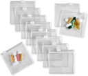 Zippened Pill Pouch Tasker - 12 Pcs, Slide Lock Clear Plastic Mini Tasker, BPA- Gratis for piller Vitaminer, Kosttilskud, Medicin, Smykker, Håndværk, Små objekter - Self-Sealing, Genanvendelig, Travel- Friendly
