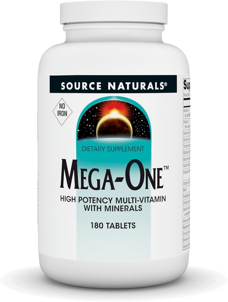 Kilde Naturals Mega- One Muti- Vitamin med mineraler, Ingen jern - 180 tabletter