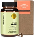 Fremtidens slags Vegansk jerntilskud til mænd og kvinder med C-vitamin for energi, fokus og immunitet - 30-dages forsyning, One Capsule a Day (30 kt i glasflaske)