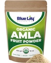 Blue Lily USDA Organic Amla Powder (Amalaki / indiske Gooseberry) 16oz (1lb) Resealable Kraft Bag, 100% Pure Amla Berry Powder, Rich in Antioxidant Vitamin C, Understøtter sund immunsystem