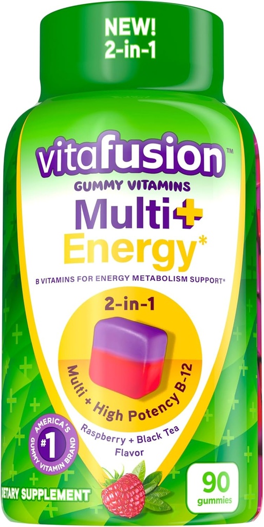 Viafusion Multi + Energy * Gummy Vitamin, Indeholder B Vitamin til at give energi Metabolisme Support *, 90 Tæl