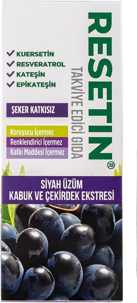DEMMEX RESETIN Black Grape Skin and Seed Liquid Extract, Grape Polyphenol koncentrat, 47 mg / ml Total Polyphenoler - 682X mere end rød vin, Resveratrol, Quercetin, Catechins, 250ml - 8.45 Fl Oz (1)