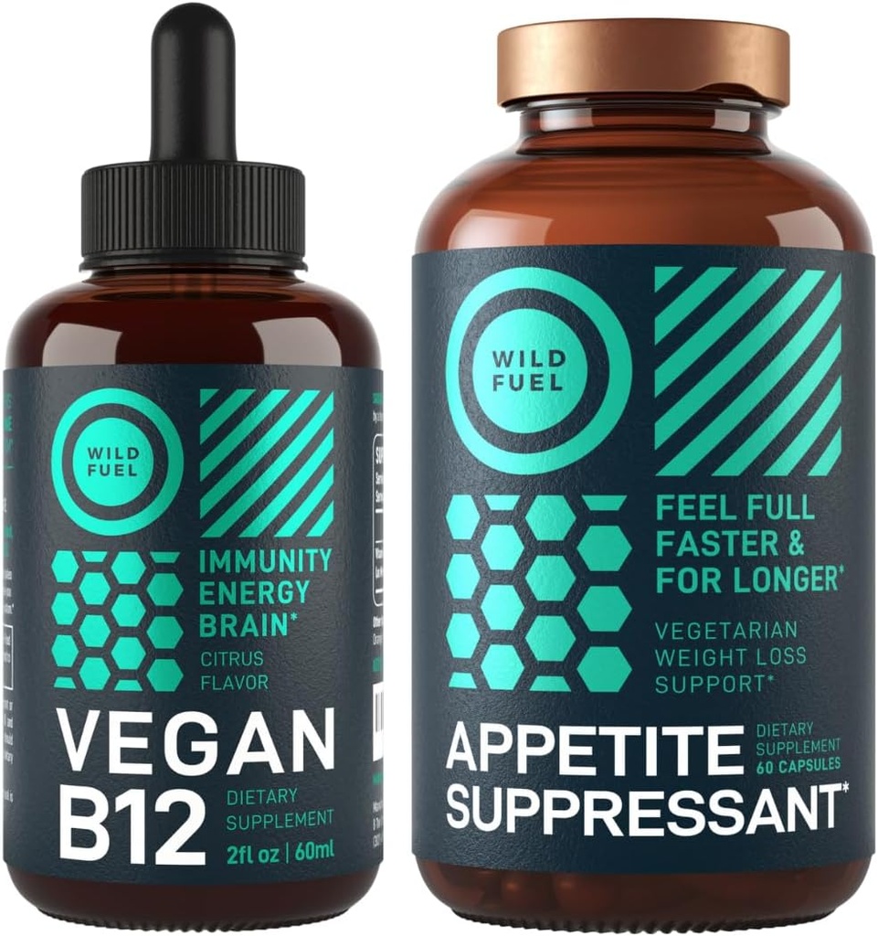 WILD FUEL Appetite Suppressant til vægttab og Vegan B12 flydende bundle