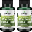Swanson Rhodiola Rosea Root - Adaptogen Herb supplement Fremme Mood Balance & Stress Support - Natural Formel for Energy Support - (100 kapsler, 400mg Hver) (2 Pack)