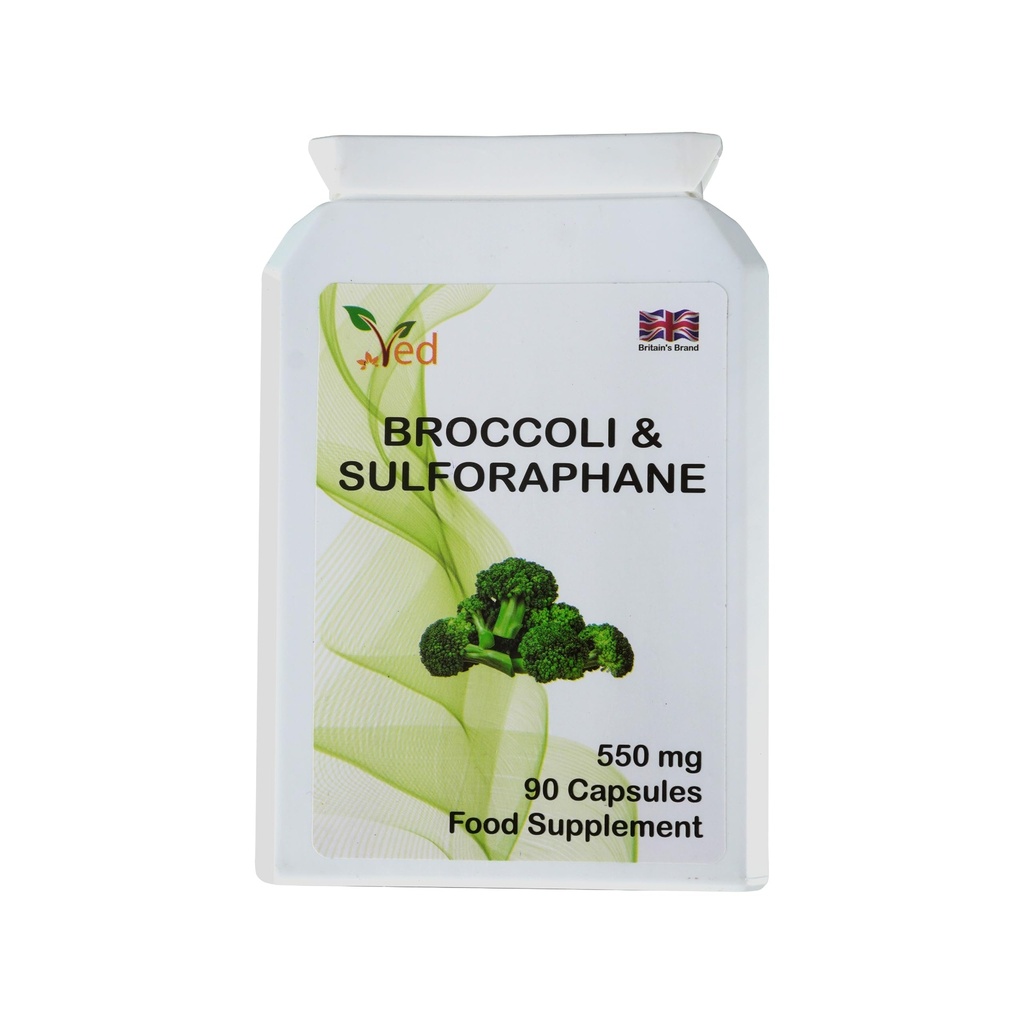 Broccoli Sulforaphane, Broccoli Powder Rich in Vitaminer and Minerals, 550 mg 90 Kapsler (45 dage supplys)