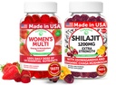 Lunakai USA Made Womens Multivitamin & Shilajit Gummies Bundle - Energi, Immun & Vitality Support - Naturlig smag - 60 Non- GMO Gummies Hver