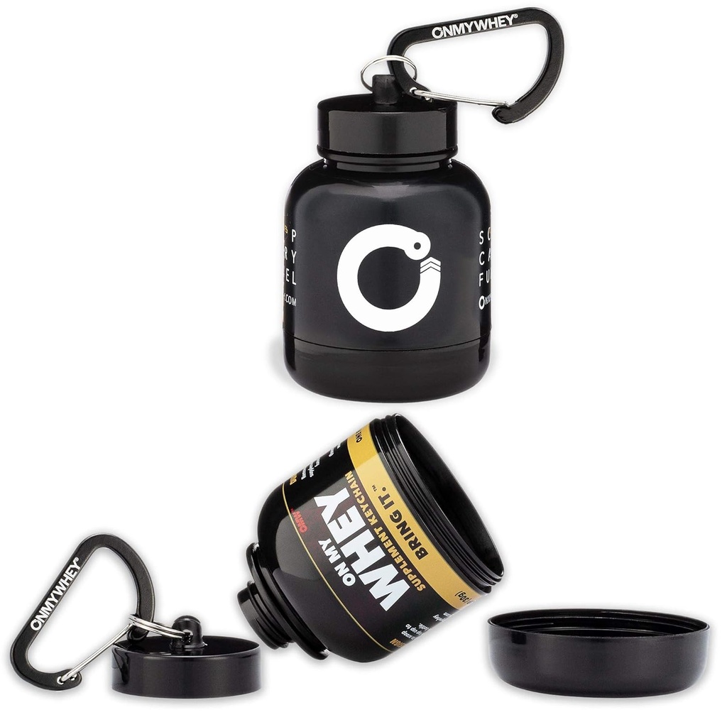 OnMyWhey - Protein Powder og tillæg tragt Keychain, Portable to- Go Container til The Gym, Træning, Fitness, og Rejser - TSA Godkendt, Combo 2- Pack w / 1 Moderne & 1 Classic