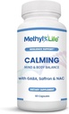 Methyl- Life ® Calming Supplement med GABA & Saffron - Kapsler til daglig balance & relaxation - Vegan, Non- GMO, Gluten & Top 14 Allergen Gratis Kapsler 124; 60 Kapsler