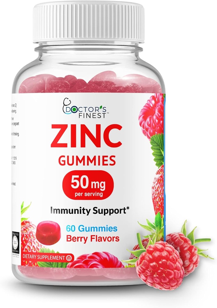 Zink 50mg Gummies - Vegetarisk, GMO Free & Gluten Free Vitamin - Great Tasting Berry Flavor Pectin Chews - Voksen Kosttilskud - 60 Tælling [30 Doser]