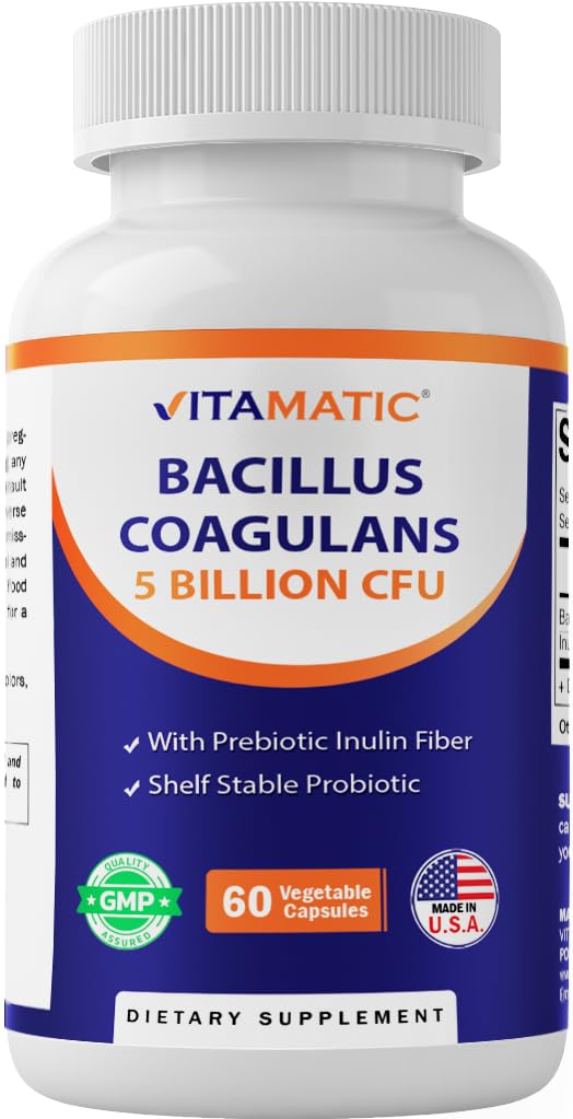 Vitamatisk Bacillus Coagulans Hylde Stabil Probiotisk tillæg - fremme GI fordøjelsessygdomme - 60 Vegetabilske kapsler - Overlever Mavesyre