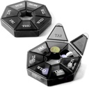 Deke Home - Small Weekly Pill Organizer (2 Pack), Round Pill Dispenser for Travel, Mini Pill Organizer, Compact Medicine Holder, Pill Sorters 7 Days, Portable Vitamin Container, BPA Free (Food Grade)
