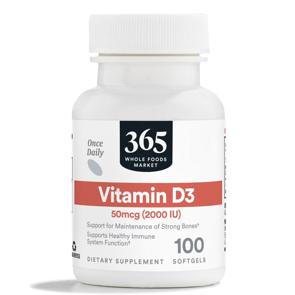 365 af Whole Foods Market, Vitamin D3 Softgels, 2000 IE, 100 CT