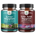 Bundle of Lever Cleanse Detox & Reparation - Milk Thistle Mælkebøtte Root Cholin Beetroot & Artichoke Extract & Green Coffee Bean Extract for Uric Acid Cleanse & Detox - Gurkemeje Tart Cherry & Selleri frø