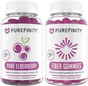 PUREFINITY Fiber + Elderberry Gummies Bundle (Inulin FOS Prebiotic Fiber Gummies + Dobbelt styrke Elderberry Gummies med zink & C-vitamin)