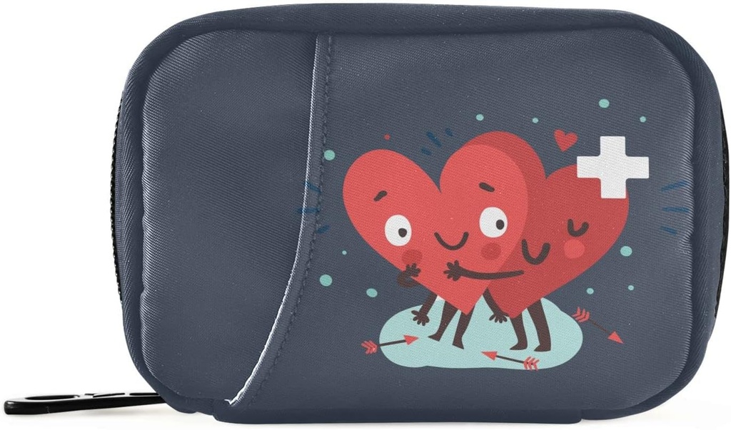 Naanle Pill Organizer Heart med Cross Pill Box 7 Dag Pill Case Travel Pill Organizer Bag med lynlås Portable ugentlige sag Kompakt størrelse for vitamin supplement Holder