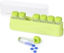 Ugentlig Pill Organizer 1 gang om dagen, KOVIUU Flytbar Pill Box 7 dag, Bærbar rejse Pill Case, Når daglig medicin Container Holder, Uge Pillbox Dispenser for Vitamin Medicine Supplement, Grøn