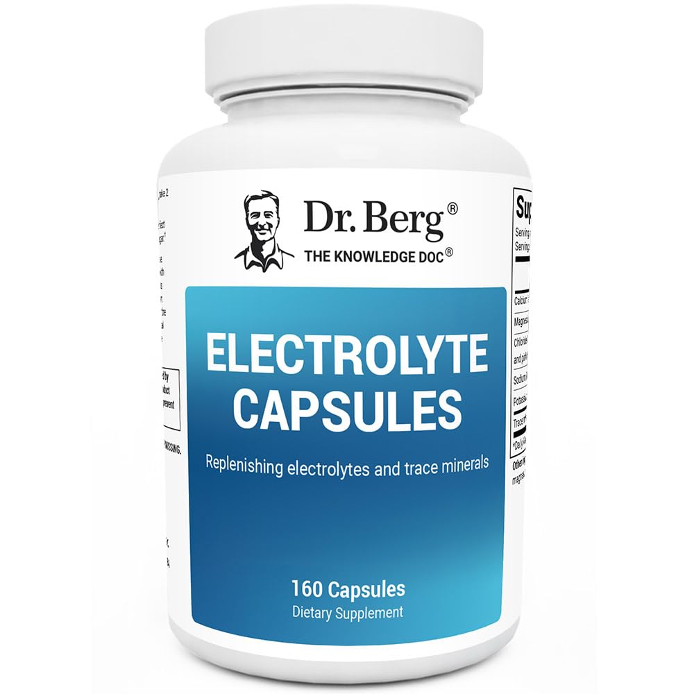 Dr. Berg Electrolyte Capsules - Elektrolyte Kosttilskud til støtte energi, udholdenhed og hydrering - Sukker fri, Ingen Maltodextrin, Keto Friendly - 160 Caps