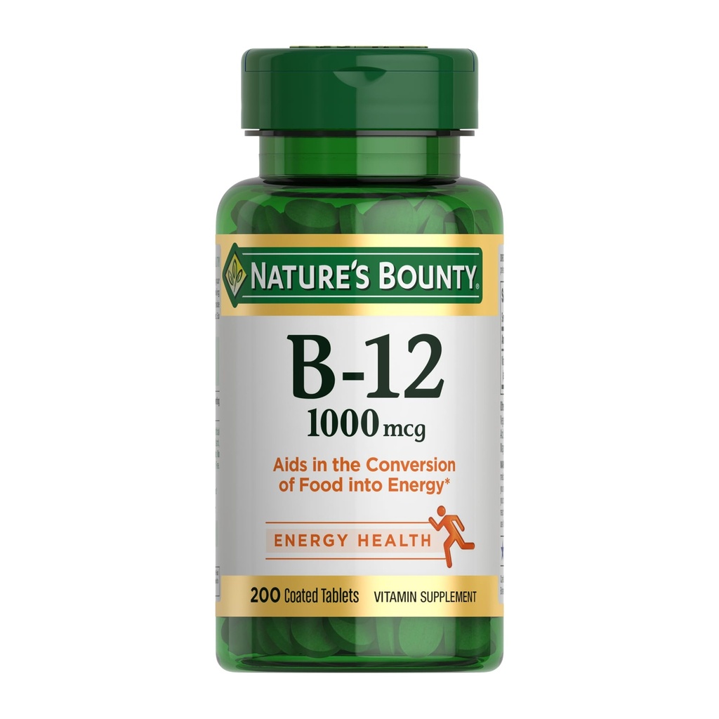 Naturens Bounty Vitamin B12 1000 mcg kosttilskud, understøtter energi Metabolisme, 200 Ct