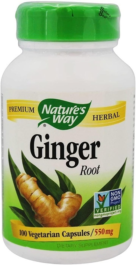 Nature 's Way Premium Herbal Ginger Root, fordøjelsesstøtte, 550 mg, 100 vegetariske kapsler, pakke med 2