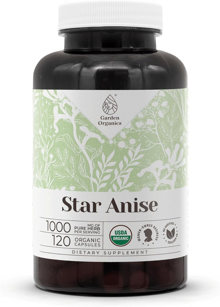 Star Anis 120 Capsules Depotkapsler 124; højpotens Capsules, urtediæter Kosttilskud 124; Lavet med vegetabilske kapsler og Star Anis (Illicium verum) Tørret frø (120 Kapsler)