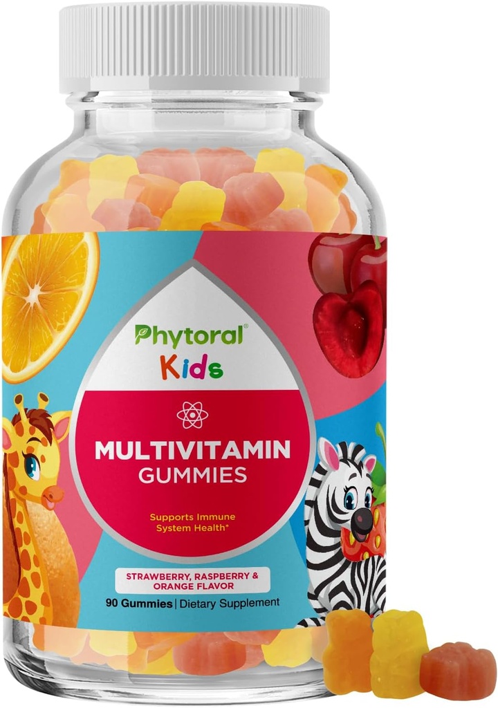 Phytoral Kids Vitaminer Gummy Multivitamin Chewable - Kids Gummy Vitaminer til Mood Support Natural Energy Boost og Immun Support til - Immun Gummies og Natural Multivitamin
