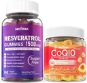 Sugar Free Resveratrol Gummies 1500mg + CoQ10 200mg 100mg Fyldt Gummies med Magnesium Support Sund Aging & Longevity